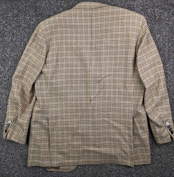 Sartoria Partenopea Sport Coat Silk Wool Linen Checked Multicolor 46R - Picture 9 of 15